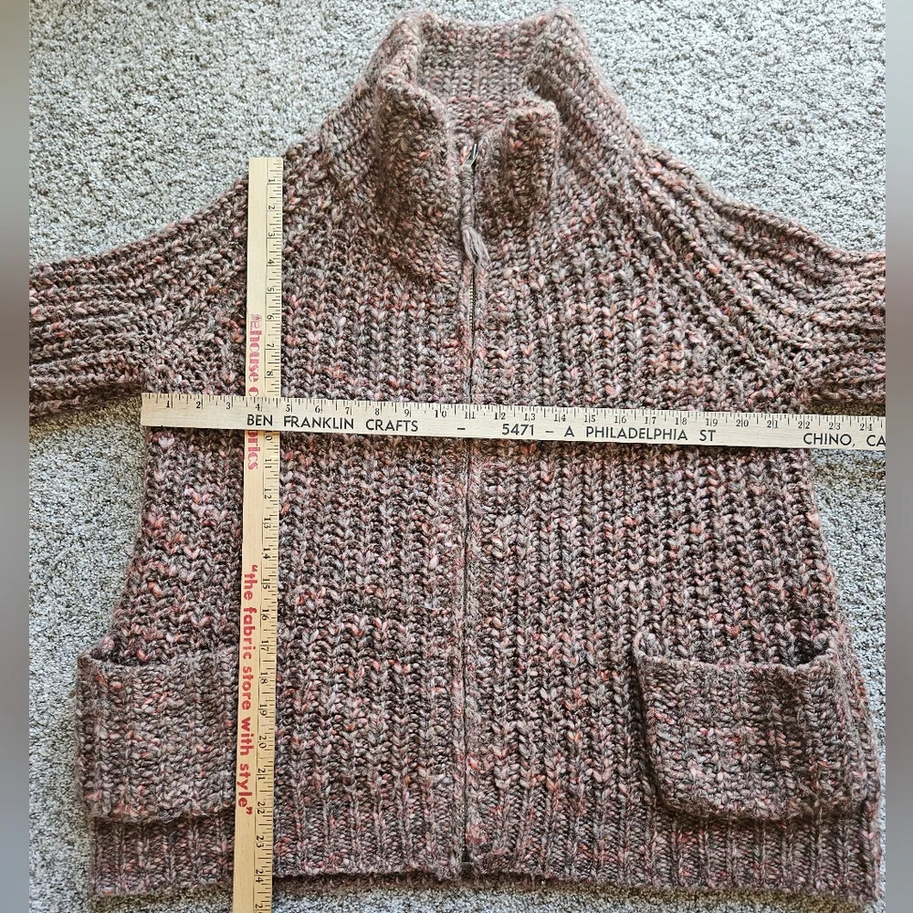 Wilfred Free Aritzia Erable Chunky Wool & Alpaca Zip Brown Cardigan Large - Picture 7 of 9
